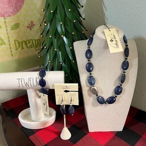 NWT Patricia Nash Elegant Blue Necklace Set with Earrings & Bracelet. #PN